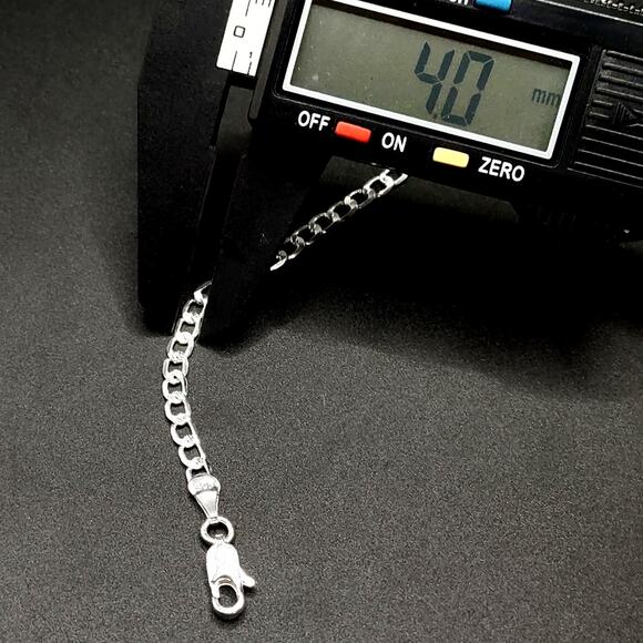 925 Sterling Silver Plated 4mm Cuban Necklace Bracelet Set Christmas Gift NEW! - Picture 5 of 6